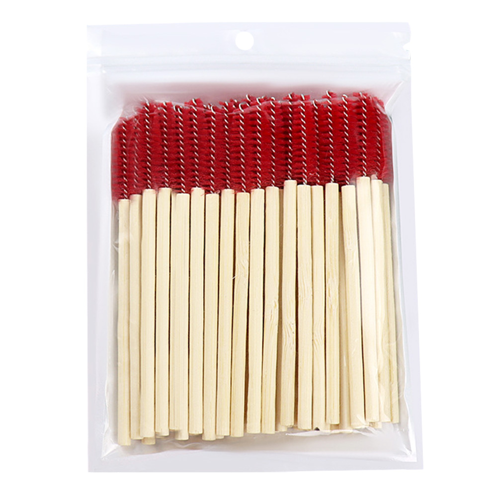 Makeup Brush Set - 50Pcs Bamboo Handle Eyelash Brush Mascara