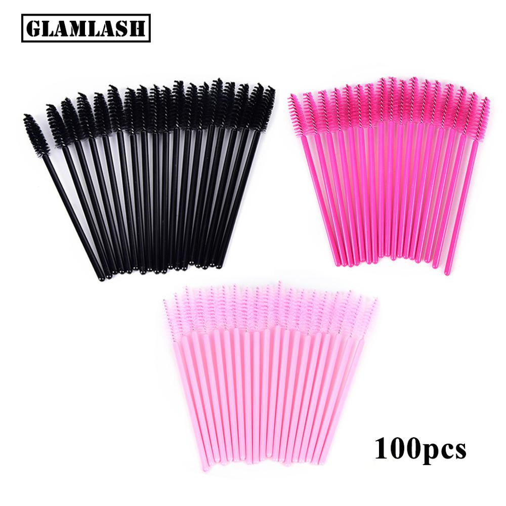Makeup Brush Set - 100Pcs Disposable Micro Eyelash Comb Brush