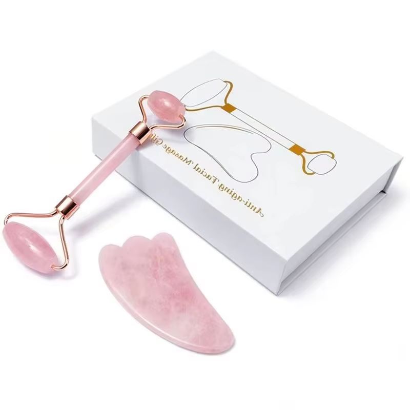 Rose Quartz Gouache Scraper Fa - Jade Roller Gua Sha recension och pris