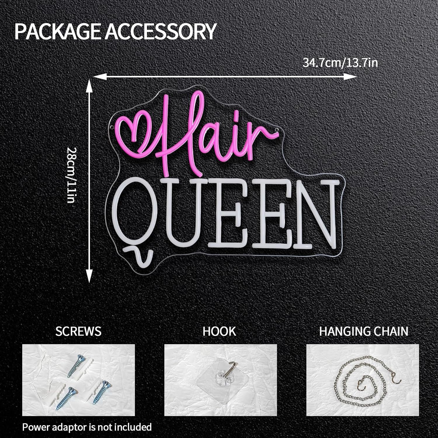 Hair Queen Neon Sign USB Power - Beauty Queen Makeup Studio recension och pris