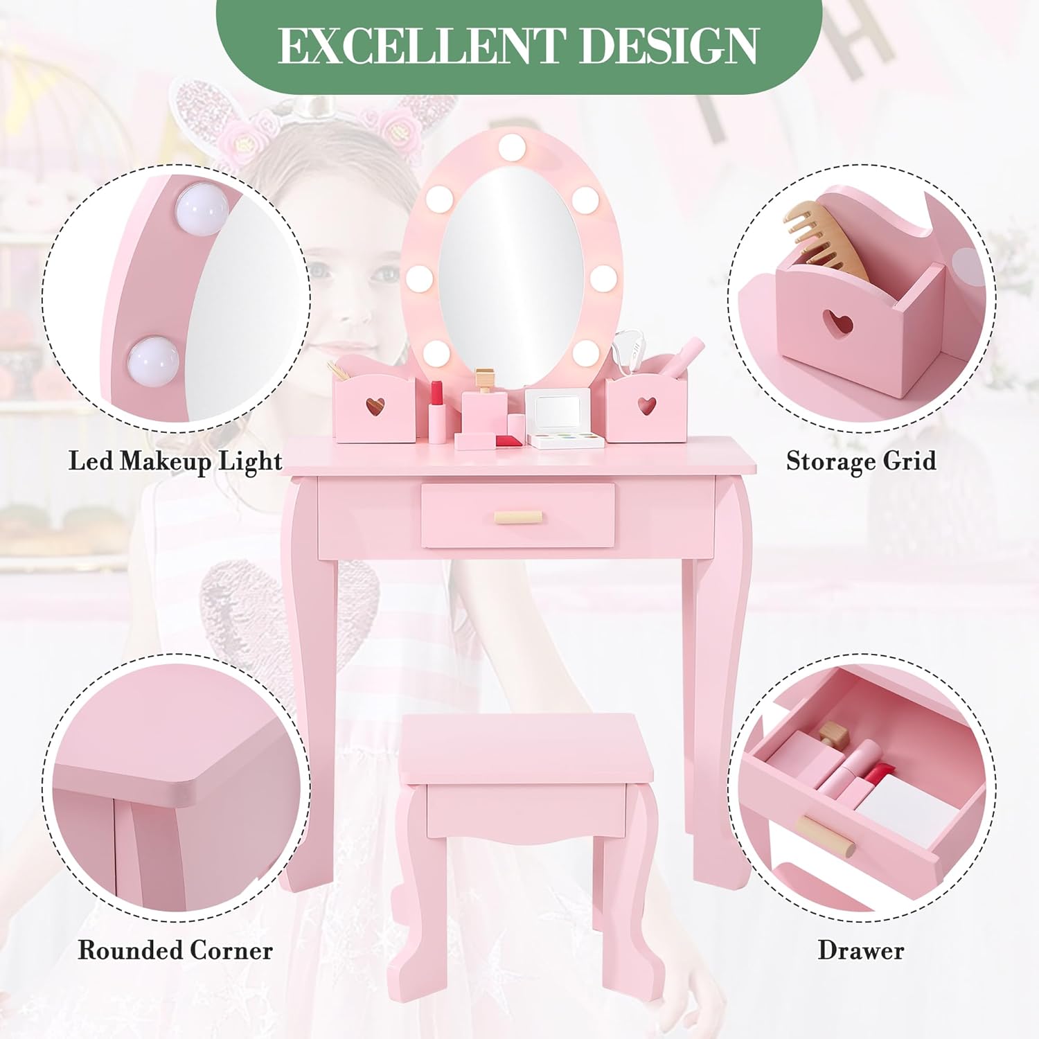Kids Dressing Table and Stool  - Beauty Makeup Kit For Kids recension och pris