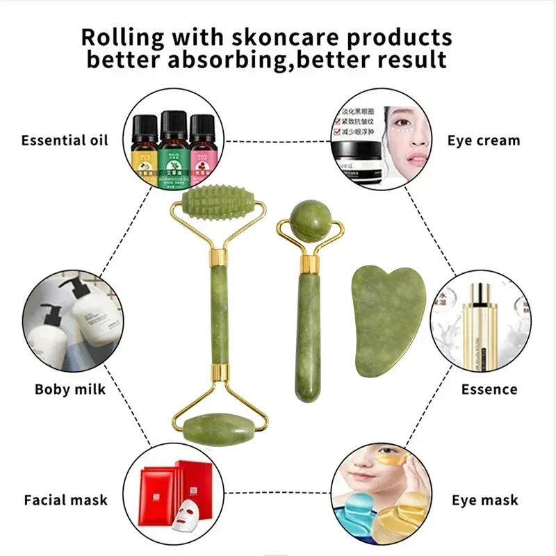 Natural Jade Roller Face Gua S - Jade Roller Gua Sha recension och pris