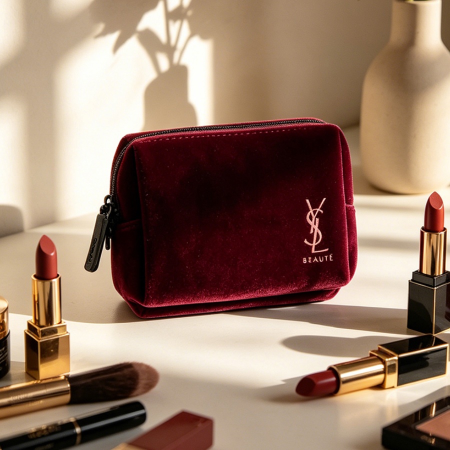 YSL’s Bag Wine Red Velvet Mini - Ysl Beauty Makeup Bag recension och pris
