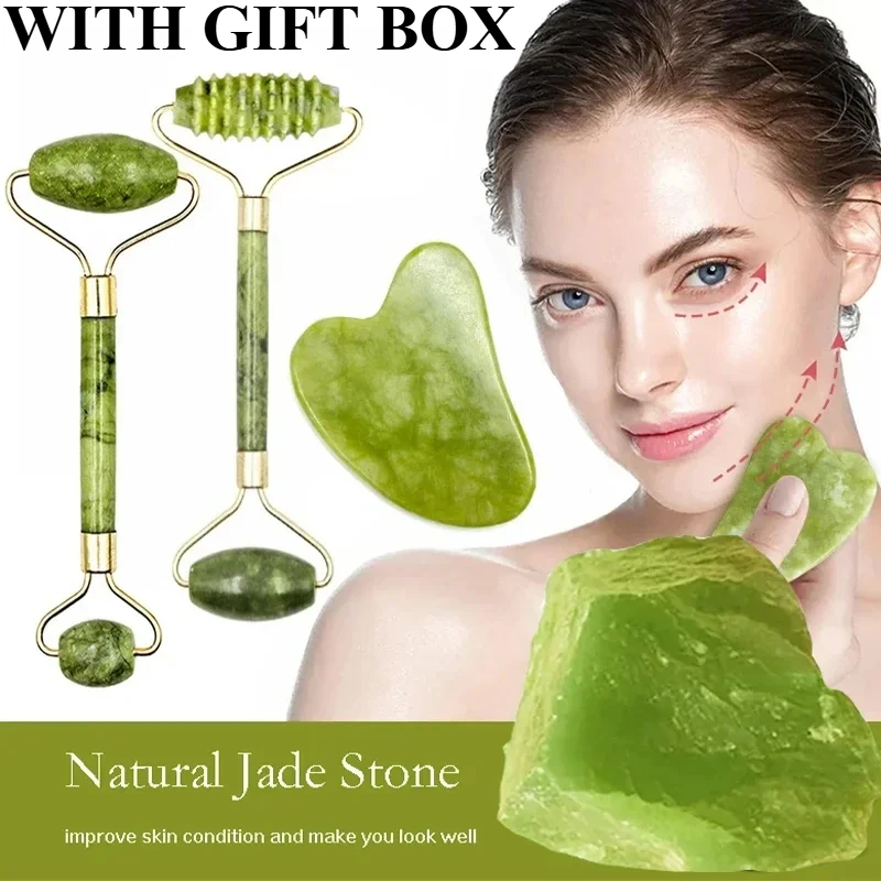 Natural Jade Roller Face Gua S - Jade Roller Gua Sha recension och pris