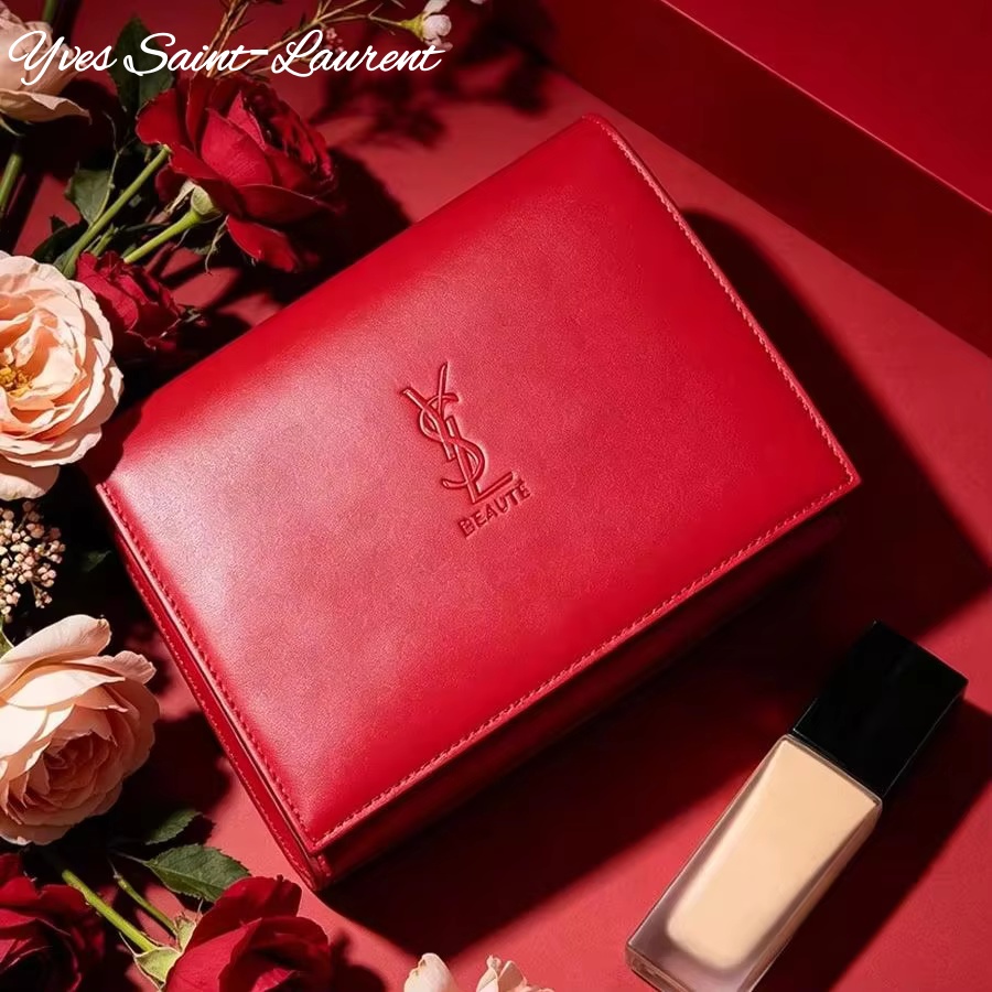 YSL Saint Laurent Red Leather  - Ysl Beauty Makeup Bag recension och pris