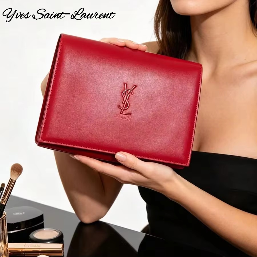 YSL Saint Laurent Red Leather  - Ysl Beauty Makeup Bag recension och pris